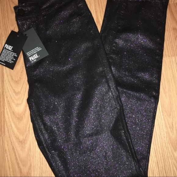 PAIGE Hoxton Ultra Skinny Night Violet Shimmer Glitter Denim - Picture 16 of 16